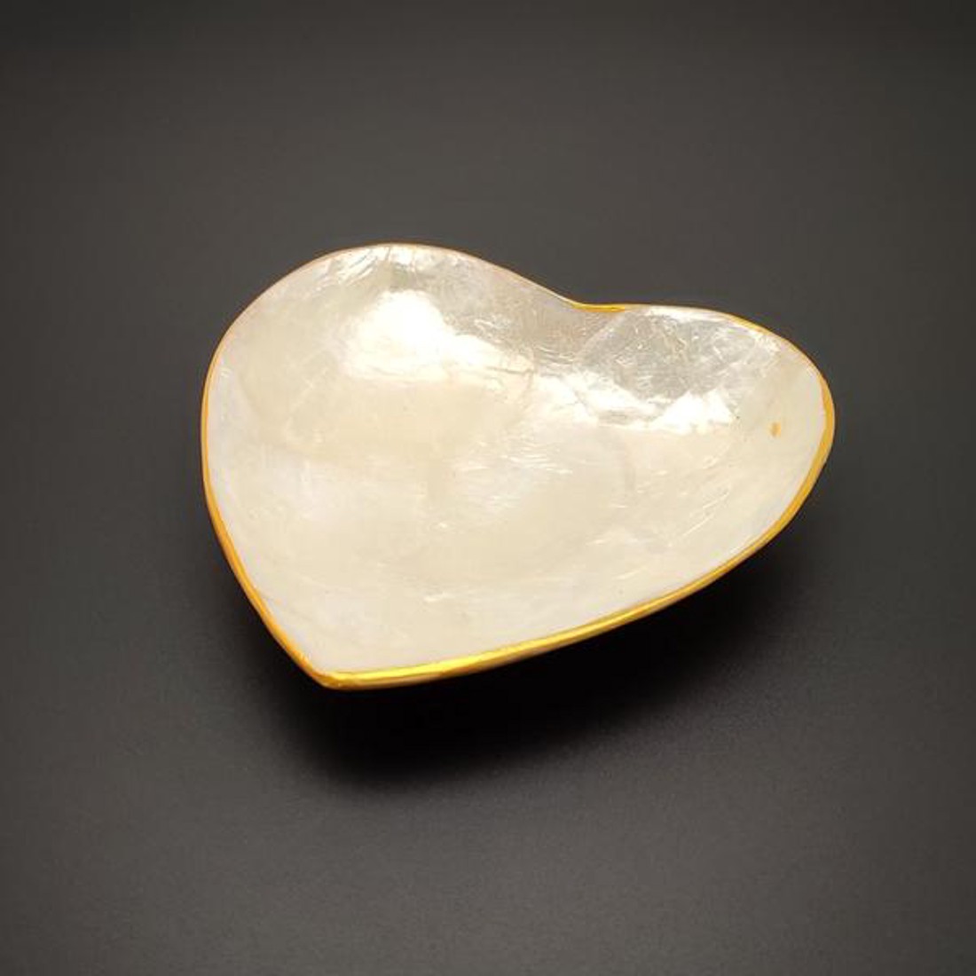 Tál kagyló szív arany szélű 10cm - otthon & életmód - dekoráció - asztal és polc dekoráció - dekorációs tál, tartó - Meska.hu