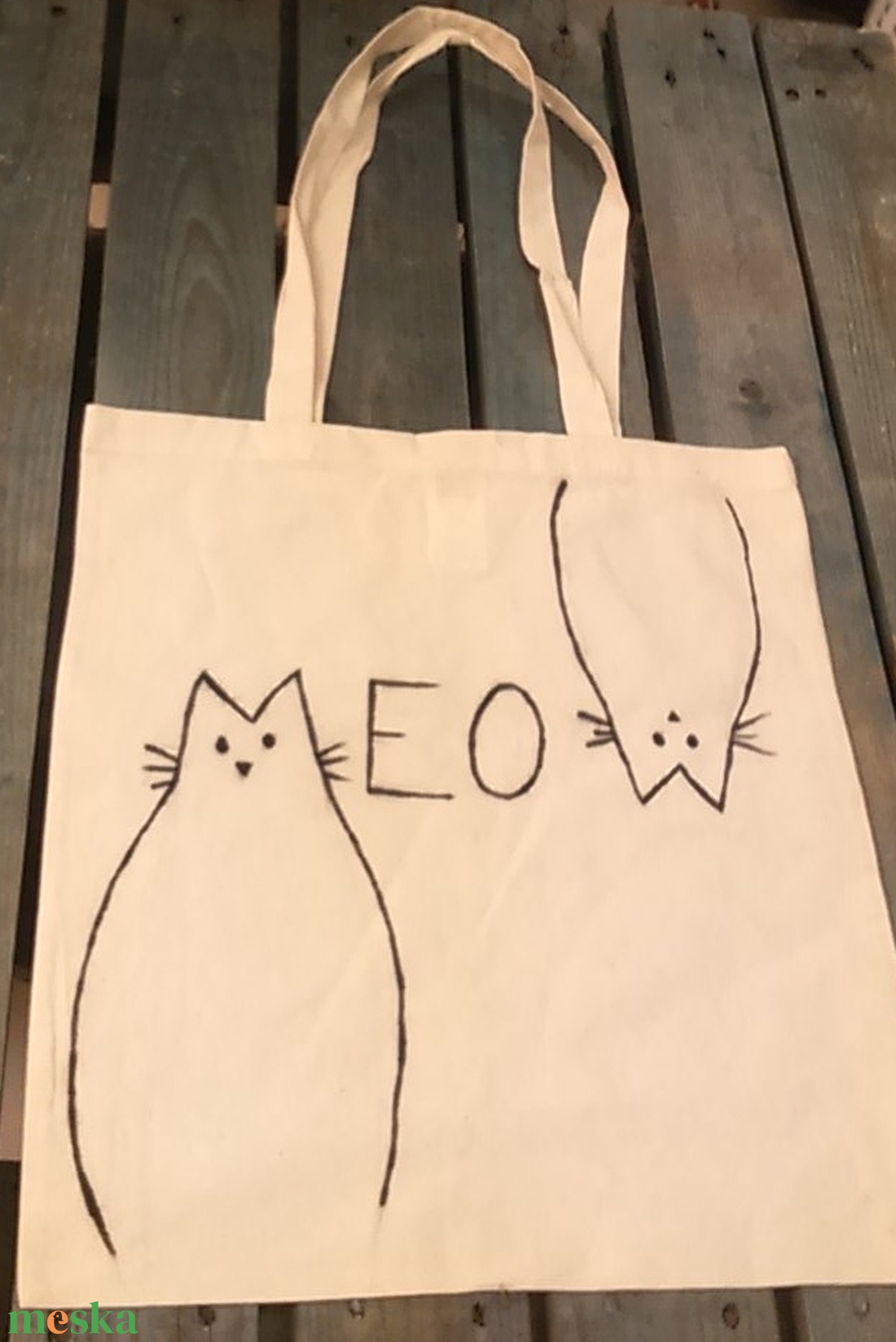 Meow macskás natúr vászontáska -  - Meska.hu
