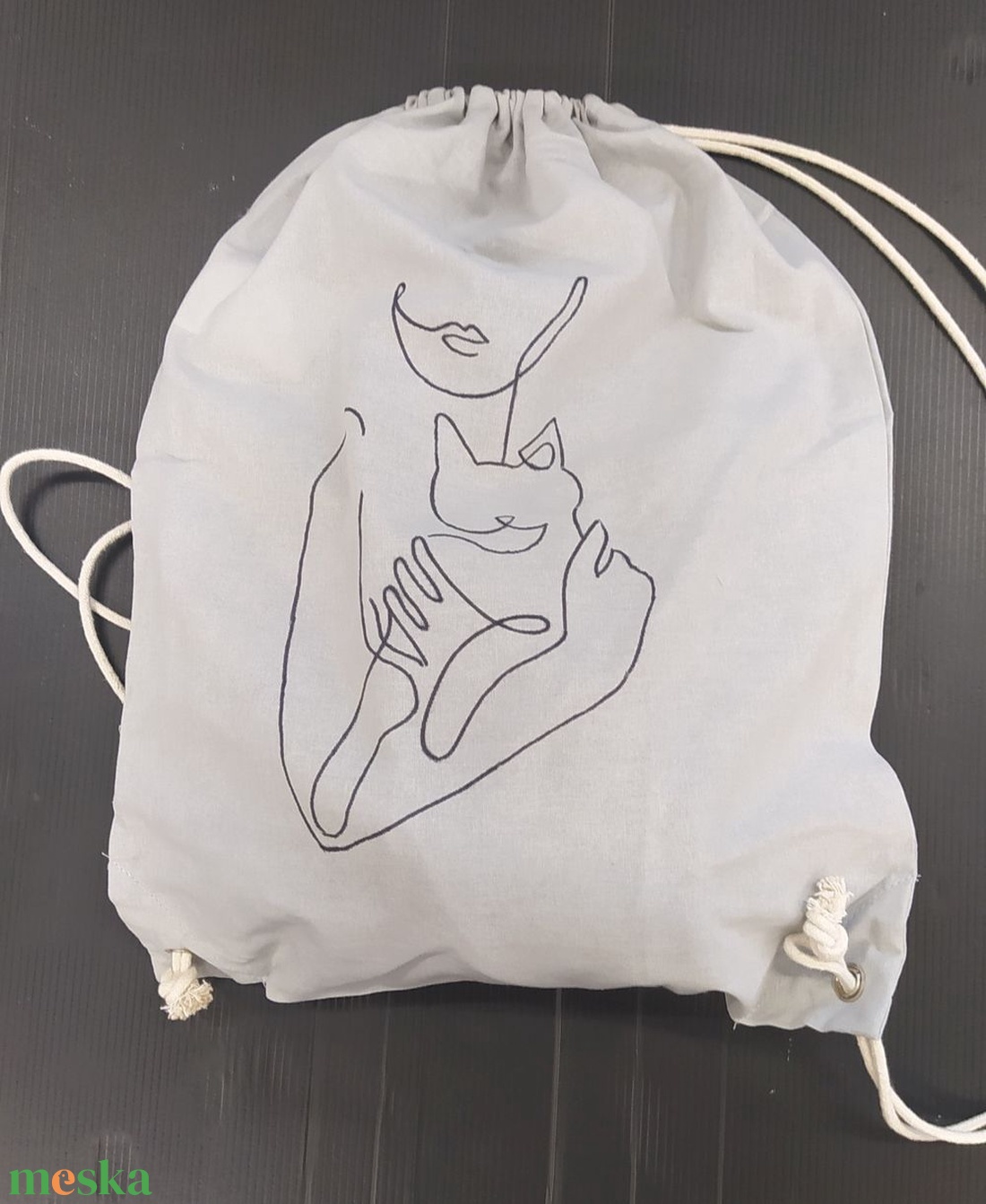 Pamut  cicamintás hátizsák - táska & tok - bevásárlás & shopper táska - shopper, textiltáska, szatyor - Meska.hu