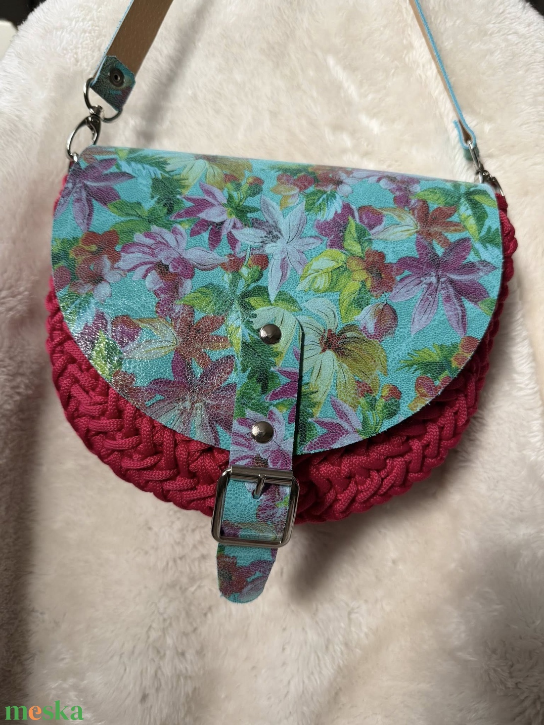 Valódi bőr szett horgolt táskákhoz - táska & tok - táska szett - Meska.hu