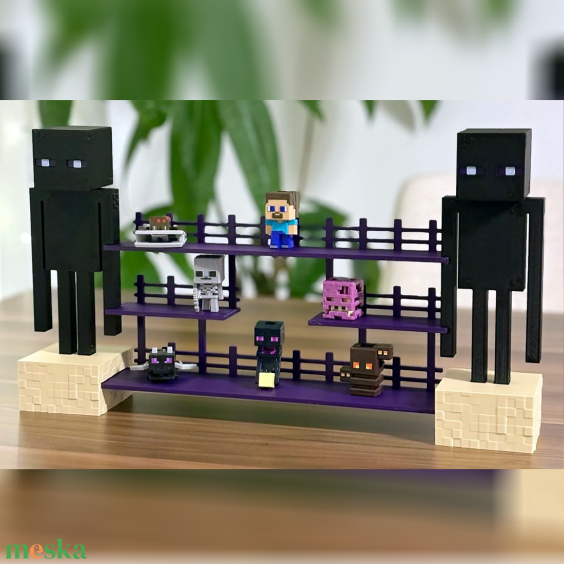 Minecraft Kinder Joy Figura Játék Tartó Állvány Enderman Díszlettel - otthon & életmód - dekoráció - fali és függő dekoráció - fali kulcstartó - Meska.hu