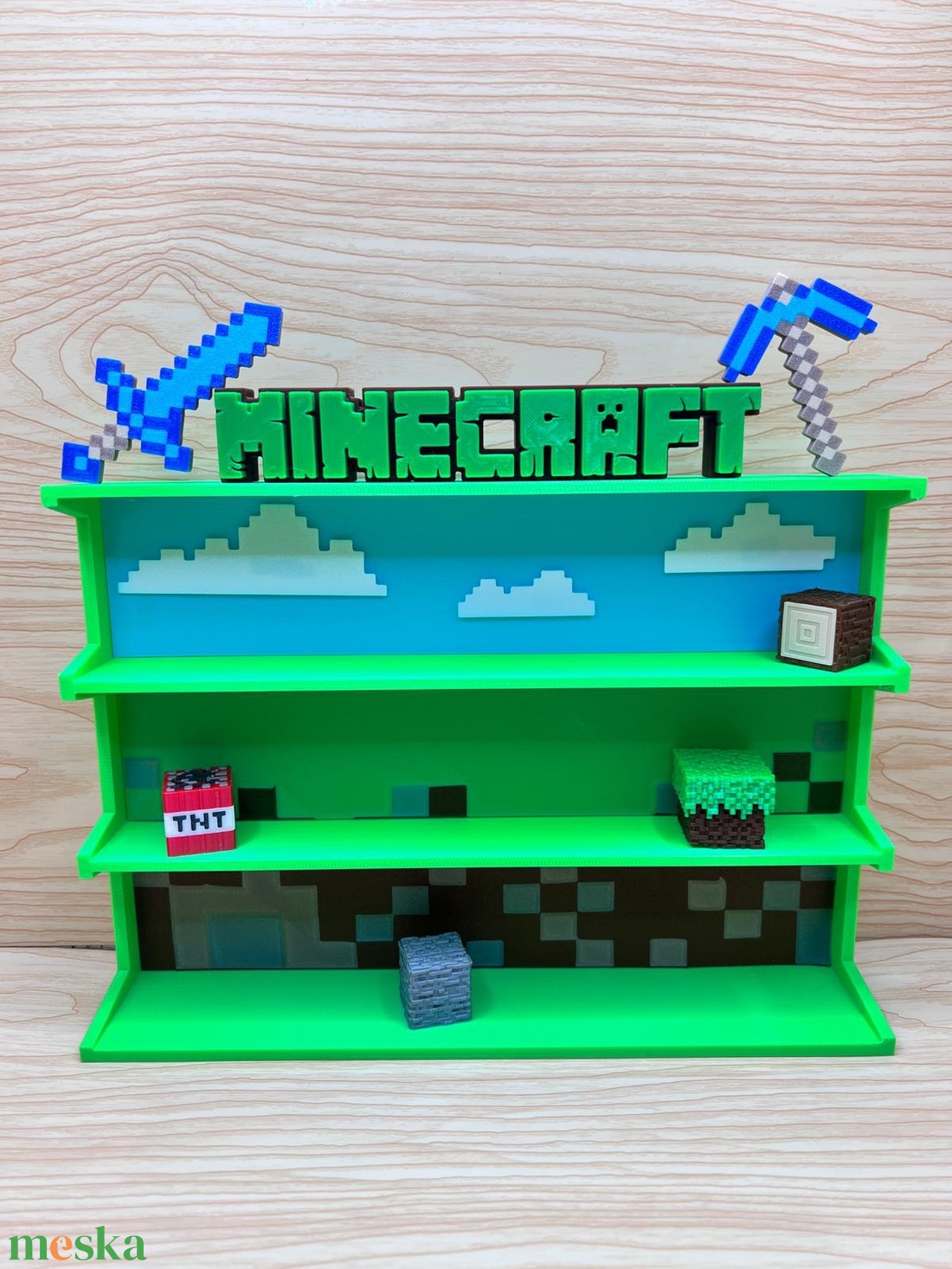 Minecraft Kinder Joy Figura Játék Tartó Állvány Díszlettel - otthon & életmód - dekoráció - fali és függő dekoráció - fali kulcstartó - Meska.hu