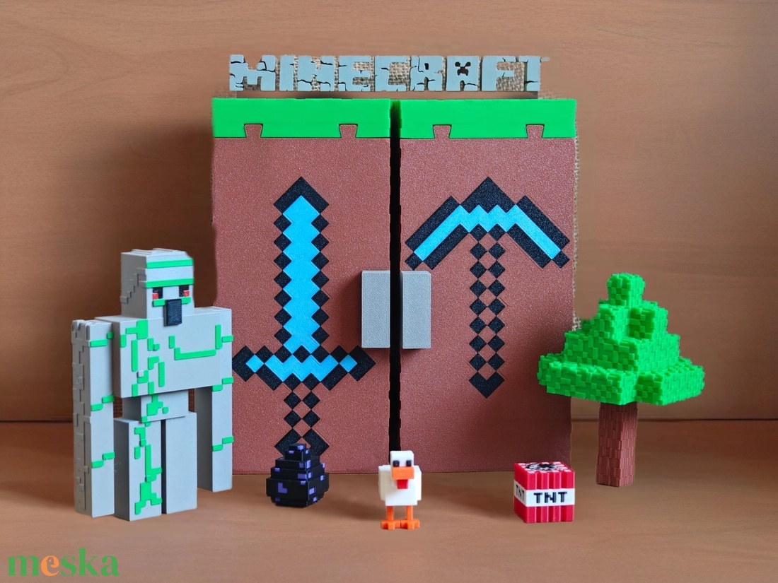 Minecraft Kinder Joy Figura Játék Tartó Állvány Díszlettel - otthon & életmód - dekoráció - fali és függő dekoráció - fali kulcstartó - Meska.hu
