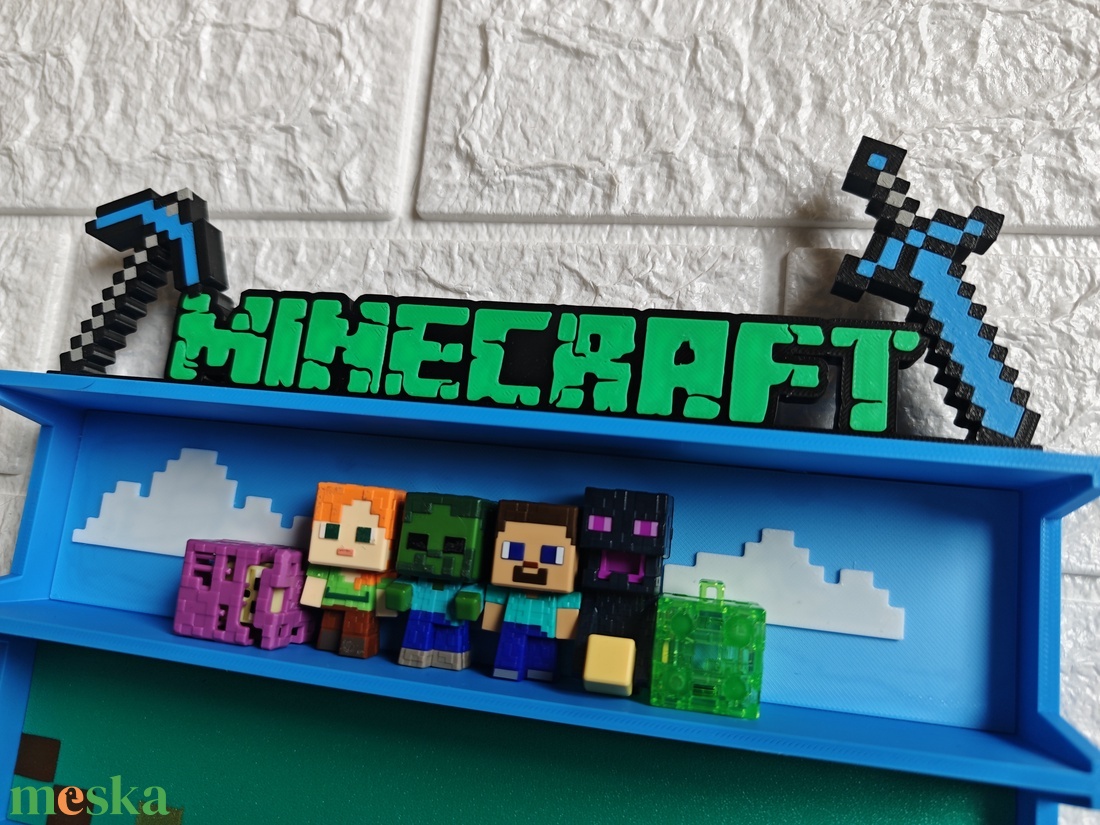 Minecraft Kinder Joy Figura Játék Tartó Állvány Díszlettel - otthon & életmód - dekoráció - fali és függő dekoráció - fali kulcstartó - Meska.hu
