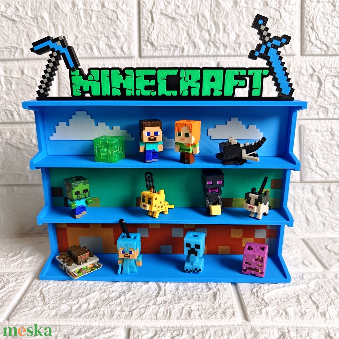 Minecraft Kinder Joy Figura Játék Tartó Állvány Díszlettel - otthon & életmód - dekoráció - fali és függő dekoráció - fali kulcstartó - Meska.hu