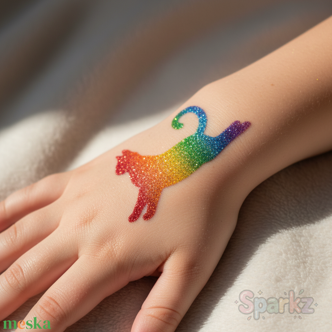 Cica mintás 02 öntapadó csillámtetoválás sablon / csillámtetkó stencil - kellékek & szerszámok - dekorációs kellékek - matricaív - Meska.hu