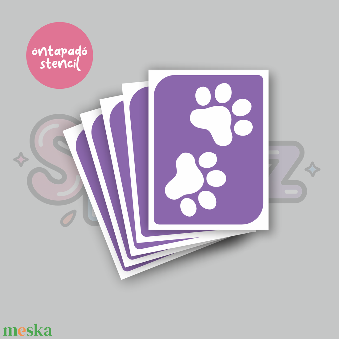 Cica tappancs 04 mintás öntapadó csillámtetoválás sablon / csillámtetkó stencil - kellékek & szerszámok - dekorációs kellékek - matricaív - Meska.hu
