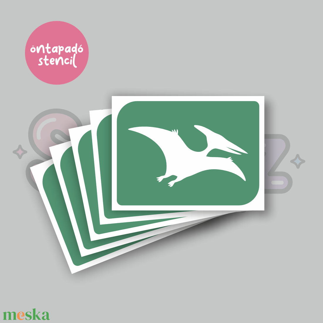 Dínó mintás 02 öntapadó csillámtetoválás sablon / csillámtetkó stencil - kellékek & szerszámok - dekorációs kellékek - matricaív - Meska.hu