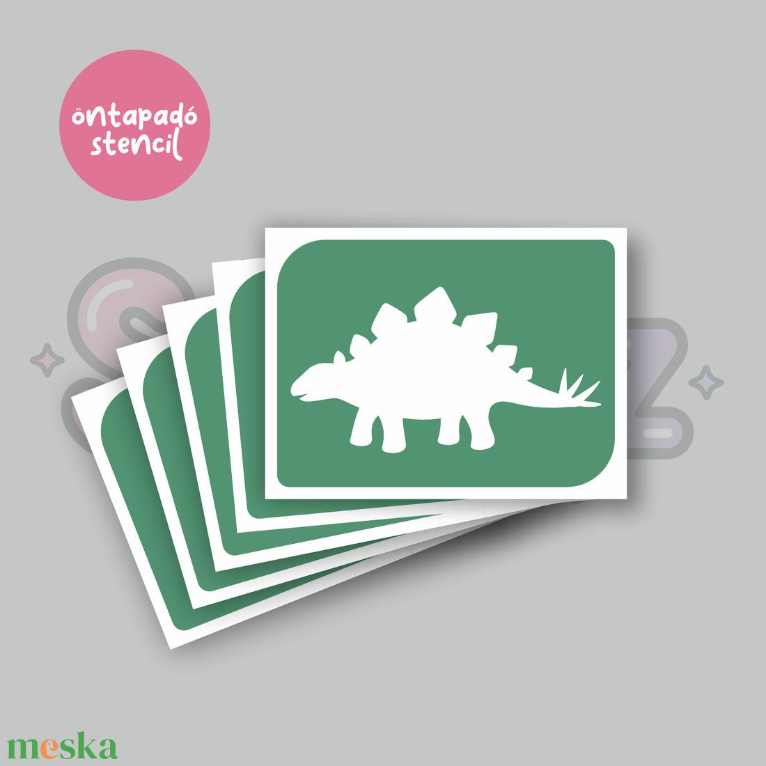 Dínó mintás 06 öntapadó csillámtetoválás sablon / csillámtetkó stencil - kellékek & szerszámok - dekorációs kellékek - matricaív - Meska.hu