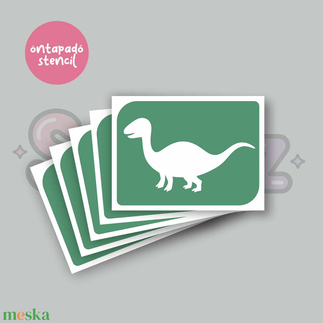 Dínó mintás 10 öntapadó csillámtetoválás sablon / csillámtetkó stencil - kellékek & szerszámok - dekorációs kellékek - matricaív - Meska.hu
