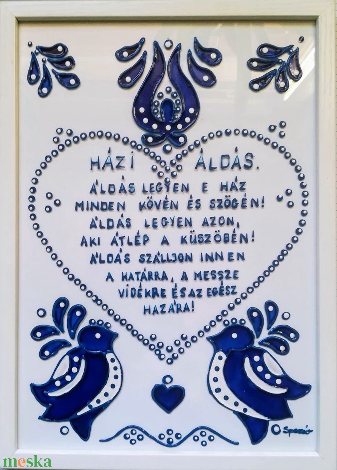 Házi Áldás / Szives/. Személyre, vagy alkalomra szabható. Népies, magyaros üvegfestmény több változatban. - otthon & életmód - vallás - házi áldás - Meska.hu