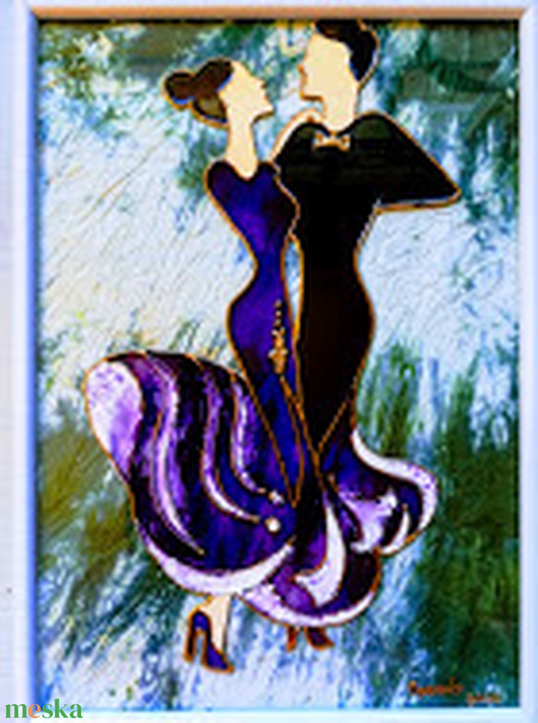  TANGÓ.  /Táncospár 2 féle színben/. Romantikus, dekorációs falikép, üvegfestmény. - művészet - festmény - festmény vegyes technika - Meska.hu