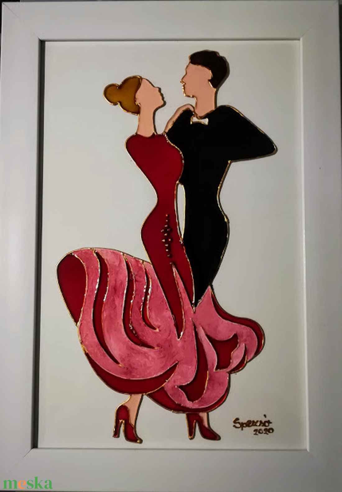  TANGÓ.  /Táncospár 2 féle színben/. Romantikus, dekorációs falikép, üvegfestmény. - művészet - festmény - festmény vegyes technika - Meska.hu