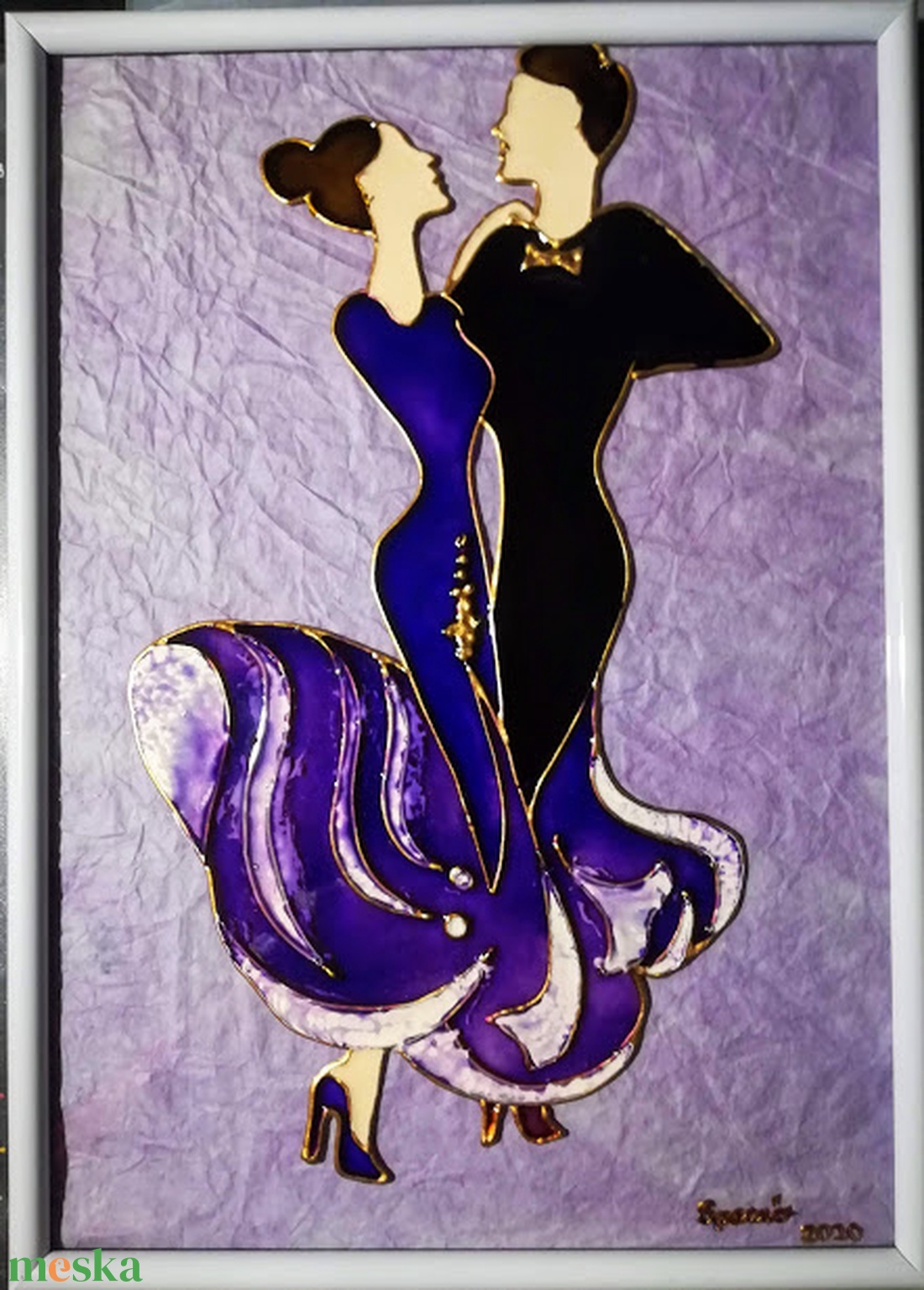  TANGÓ.  /Táncospár 2 féle színben/. Romantikus, dekorációs falikép, üvegfestmény. - művészet - festmény - festmény vegyes technika - Meska.hu