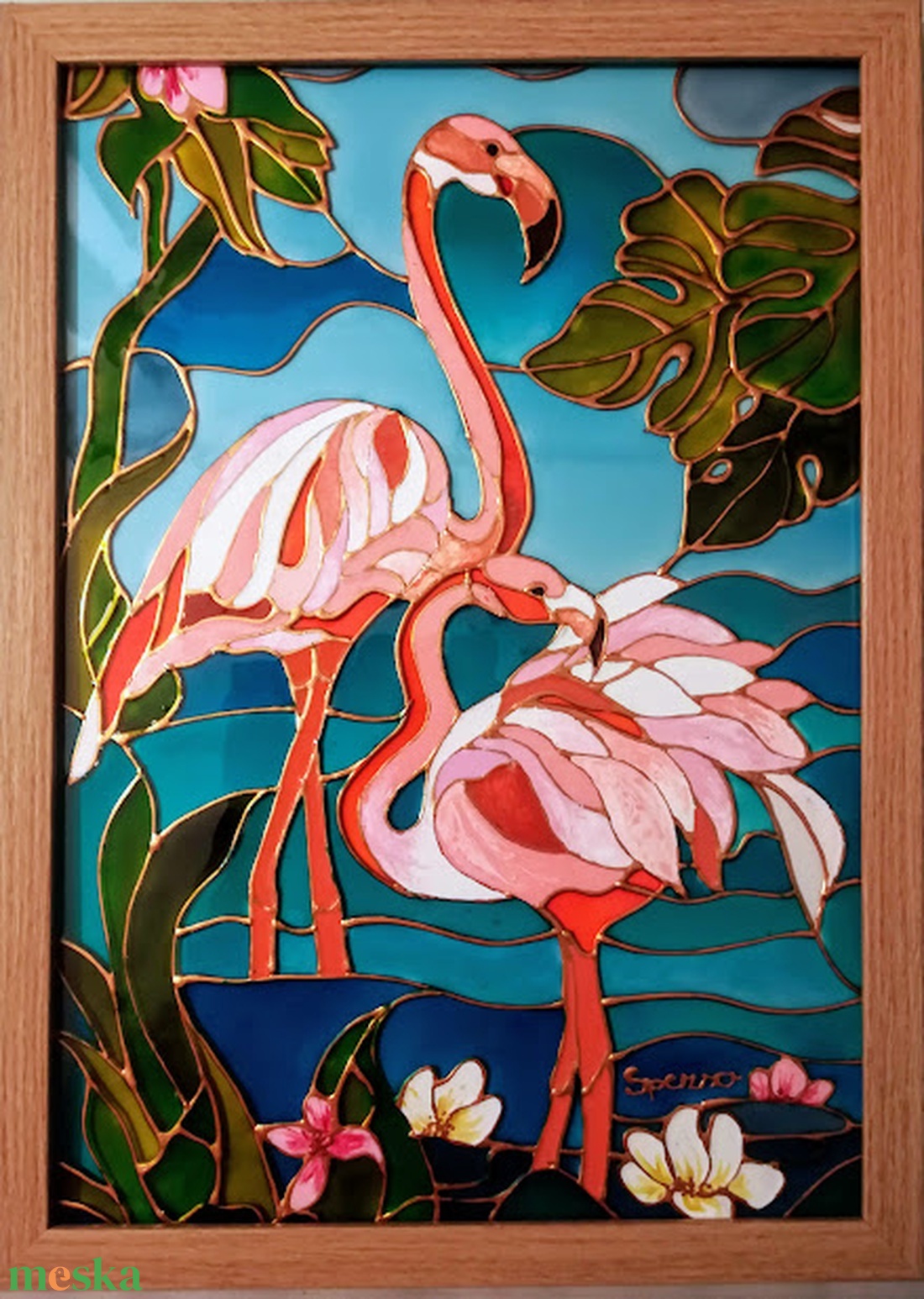 Flamingók. Színpompás, romantikus, dekorációs falikép, üvegfestmény. - művészet - festmény - festmény vegyes technika - Meska.hu Flamingók. Színpompás, romantikus, dekorációs falikép, üvegfestmény. - művészet - festmény - festmény vegyes technika - Meska.hu