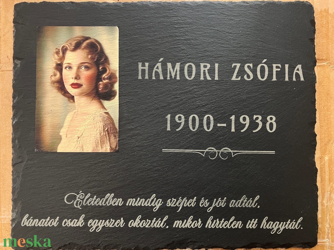 Bazaltpala sírtábla fényképpel vagy egyedi dekorációval - otthon & életmód - vallás - temetkezési tárgy - sírtábla - Meska.hu