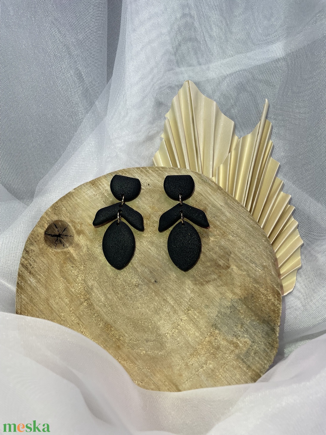 Fekete alkalmi fülbevaló - ékszer - ékszerszett - Meska.hu