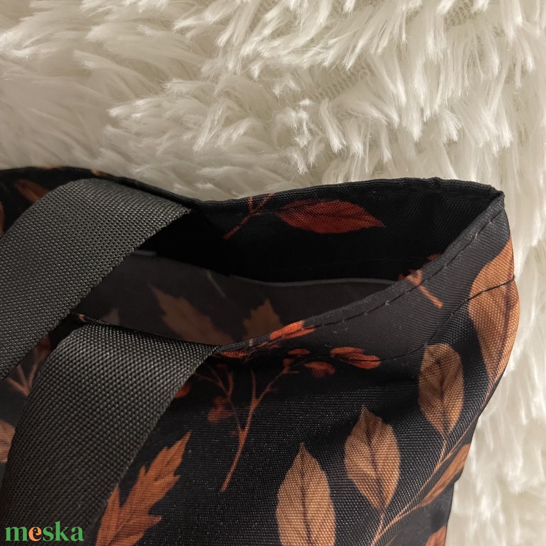 Őszi vászontáska � levélmintás, vízlepergető bevásárlótáska - táska & tok - bevásárlás & shopper táska - shopper, textiltáska, szatyor - Meska.hu