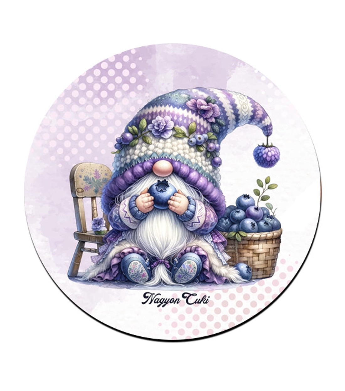 6 db cuki áfonyás manó kör alakú alátét szett (#86) - otthon & életmód - konyhafelszerelés, tálalás - tálalás - tányér- és poháralátét - Meska.hu