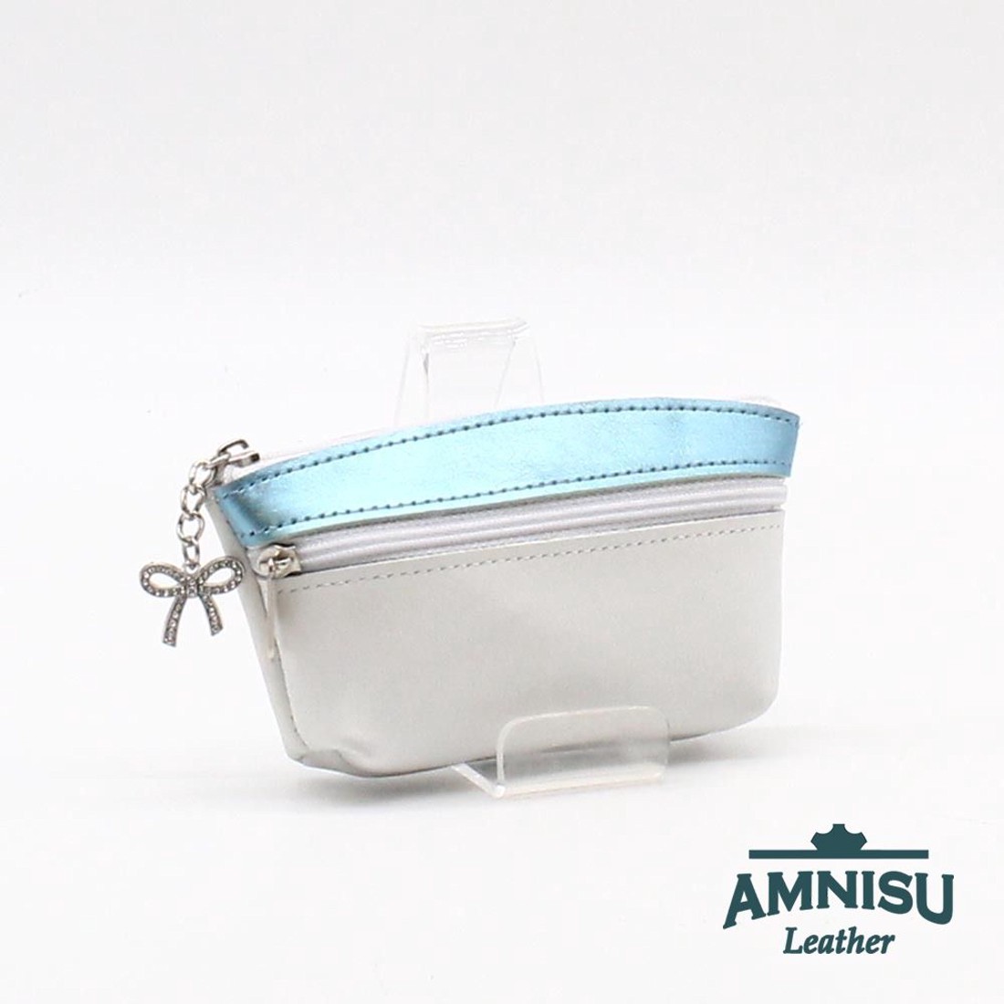 Fehér - metálkék kettő cipzáras kulcstartó - LIMITÁLT B3002 - táska & tok - kulcstartó & táskadísz - kulcstartó - Meska.hu