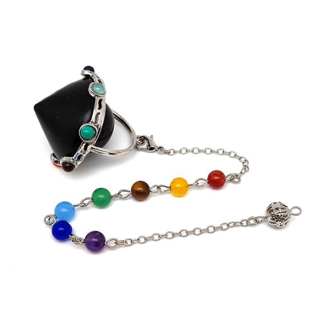 Inga kúp obszidián csakra láncon 3,5x4,5cm - otthon & életmód - dekoráció - spiritualitás - inga - Meska.hu