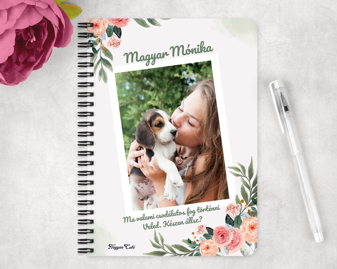 Saját fotós, személyre szabható - Akvarell virágos mintás A5-ös füzet - otthon & életmód - papír, írószer - jegyzetfüzet & napló - Meska.hu