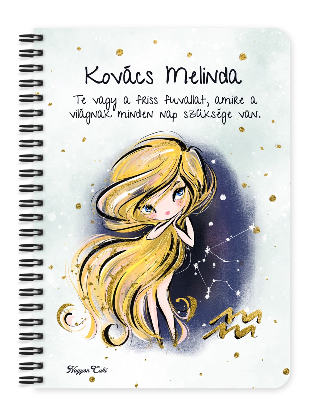 Személyre szabható - Szőke hajú Csini Vízöntő lány mintás A5-ös füzet - otthon & életmód - papír, írószer - jegyzetfüzet & napló - Meska.hu