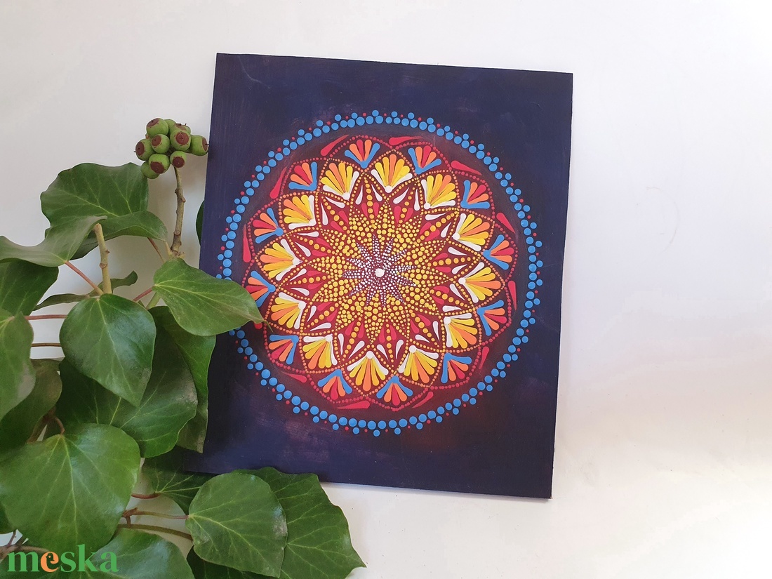 Sötétkék alapon piros, sárga és fehér mandala - otthon & életmód - dekoráció - spiritualitás - mandala - Meska.hu Sötétkék alapon piros, sárga és fehér mandala - otthon & életmód - dekoráció - spiritualitás - mandala - Meska.hu