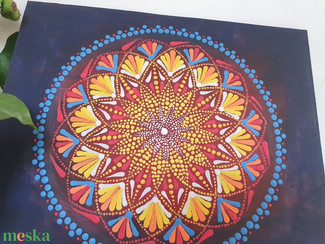Sötétkék alapon piros, sárga és fehér mandala - otthon & életmód - dekoráció - spiritualitás - mandala - Meska.hu Sötétkék alapon piros, sárga és fehér mandala - otthon & életmód - dekoráció - spiritualitás - mandala - Meska.hu