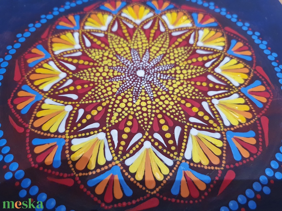 Sötétkék alapon piros, sárga és fehér mandala - otthon & életmód - dekoráció - spiritualitás - mandala - Meska.hu Sötétkék alapon piros, sárga és fehér mandala - otthon & életmód - dekoráció - spiritualitás - mandala - Meska.hu