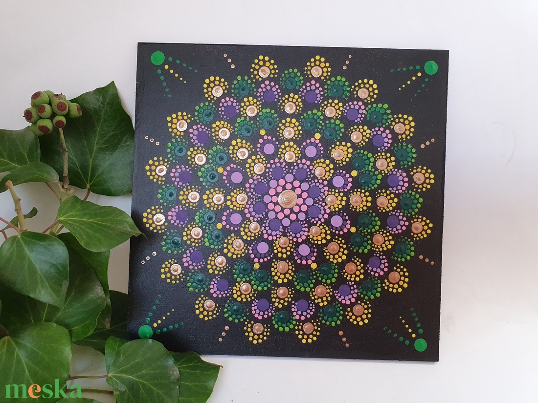 Fekete alapon zöld, sötétsárga és lila mandala - otthon & életmód - dekoráció - spiritualitás - mandala - Meska.hu Fekete alapon zöld, sötétsárga és lila mandala - otthon & életmód - dekoráció - spiritualitás - mandala - Meska.hu
