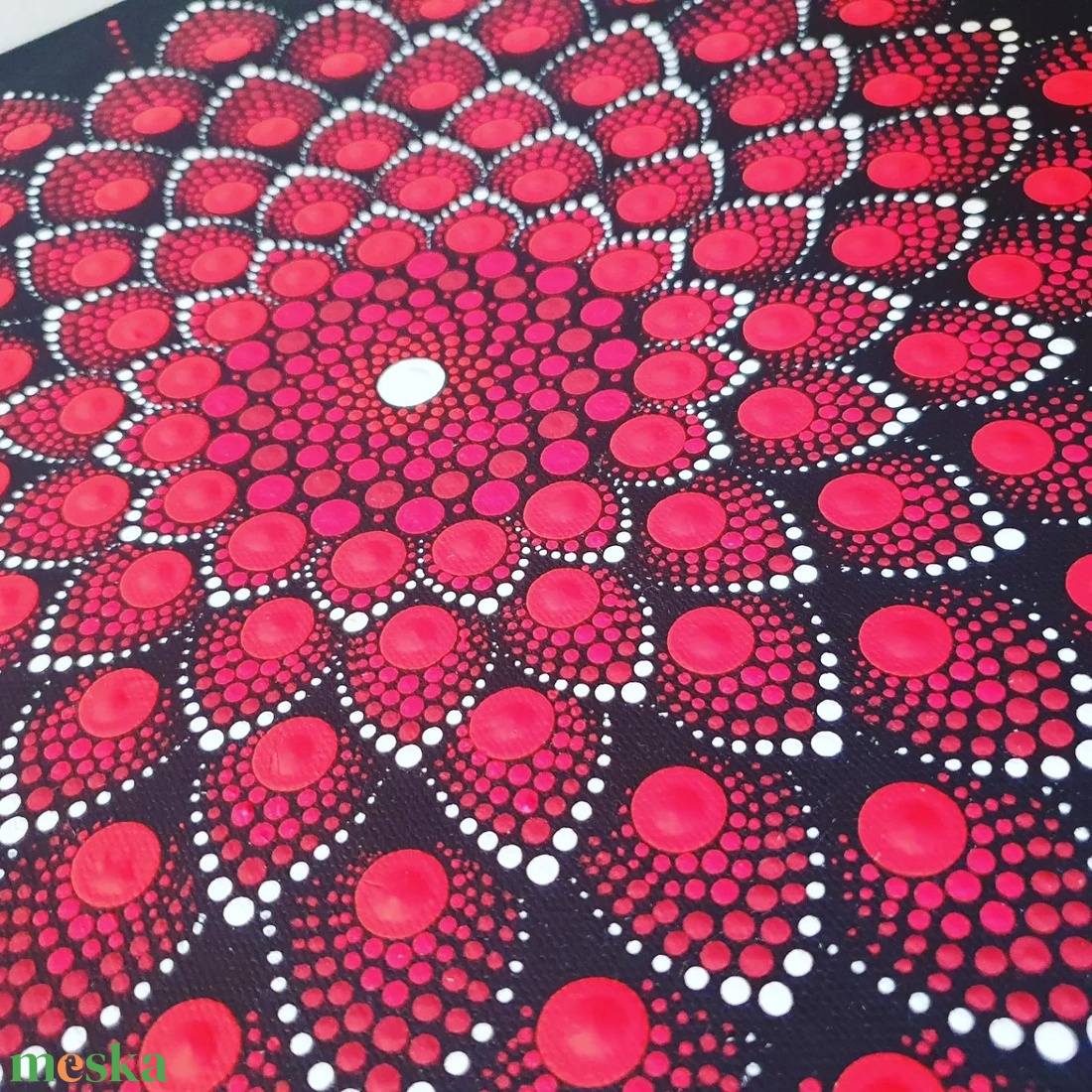 Fekete alapon piros és fehér színű mandala - otthon & életmód - dekoráció - spiritualitás - mandala - Meska.hu