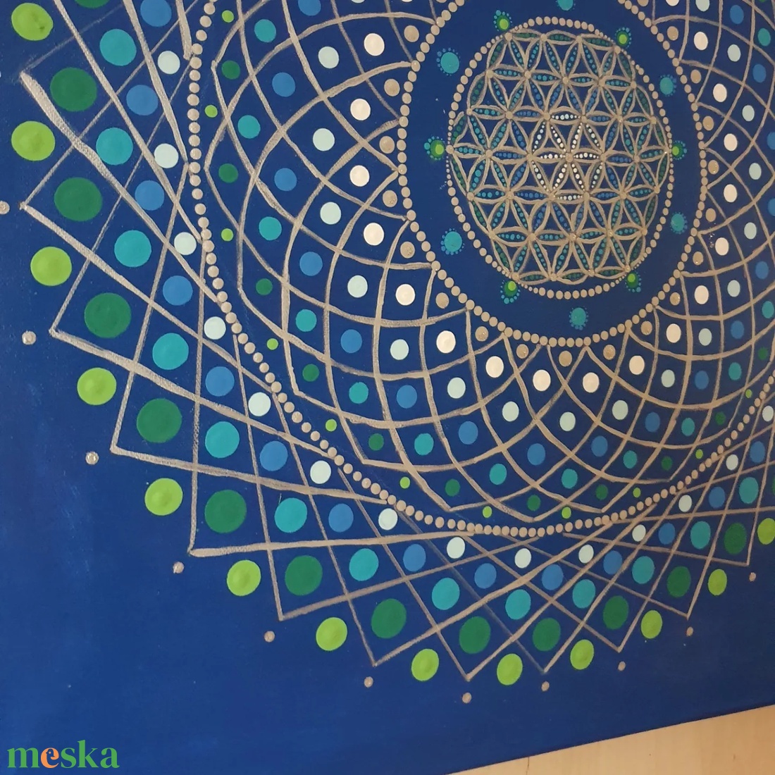 Kék alapon fehér, kék, zöld és ezüst színű mandala - otthon & életmód - dekoráció - spiritualitás - mandala - Meska.hu Kék alapon fehér, kék, zöld és ezüst színű mandala - otthon & életmód - dekoráció - spiritualitás - mandala - Meska.hu