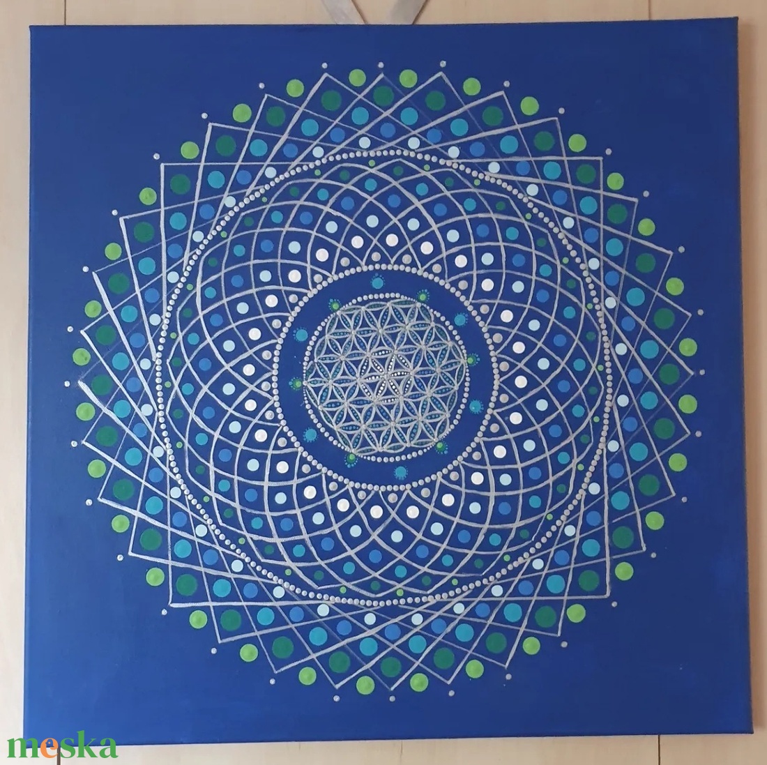 Kék alapon fehér, kék, zöld és ezüst színű mandala - otthon & életmód - dekoráció - spiritualitás - mandala - Meska.hu Kék alapon fehér, kék, zöld és ezüst színű mandala - otthon & életmód - dekoráció - spiritualitás - mandala - Meska.hu