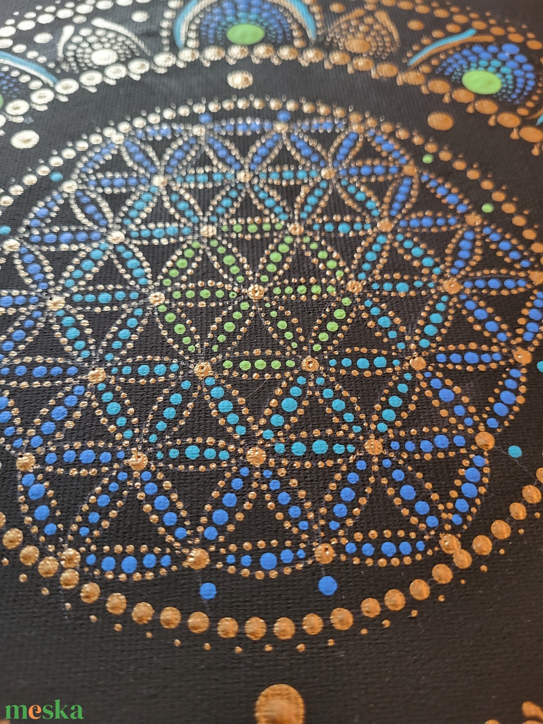 Fekete alapon antikréz és ék, zöld, türkiz színű mandala - otthon & életmód - dekoráció - spiritualitás - mandala - Meska.hu Fekete alapon antikréz és ék, zöld, türkiz színű mandala - otthon & életmód - dekoráció - spiritualitás - mandala - Meska.hu