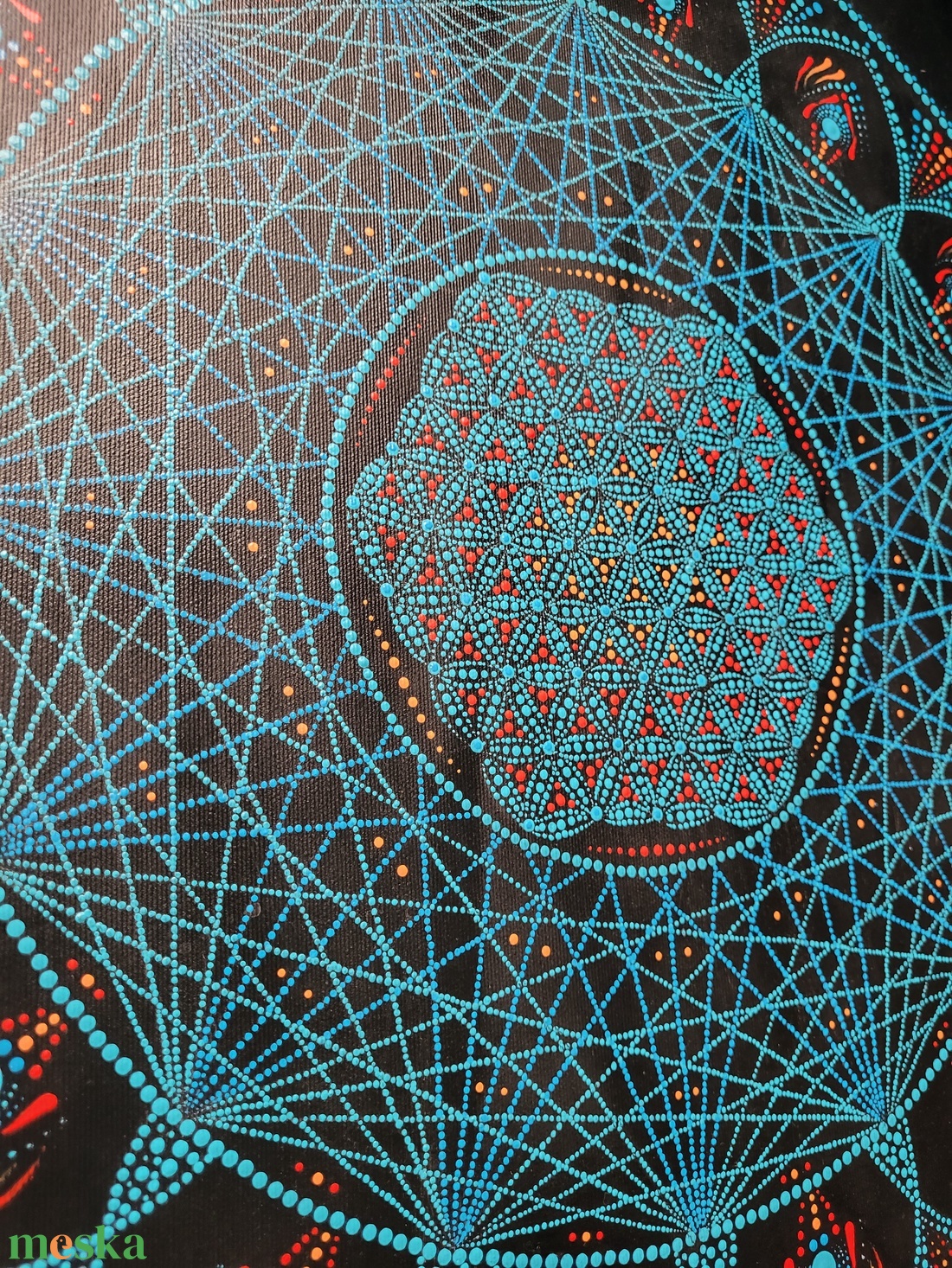 Fekete alapon kék, narancs, piros színű mandala - művészet - festmény - akril - Meska.hu Fekete alapon kék, narancs, piros színű mandala - művészet - festmény - akril - Meska.hu