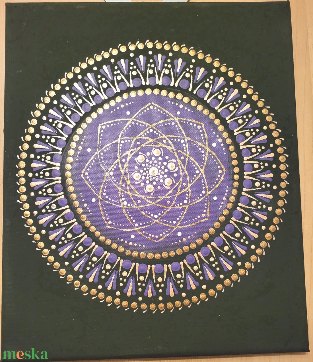 Fekete alapon lila, rózsaarany és réz színű mandala - otthon & életmód - dekoráció - spiritualitás - mandala - Meska.hu