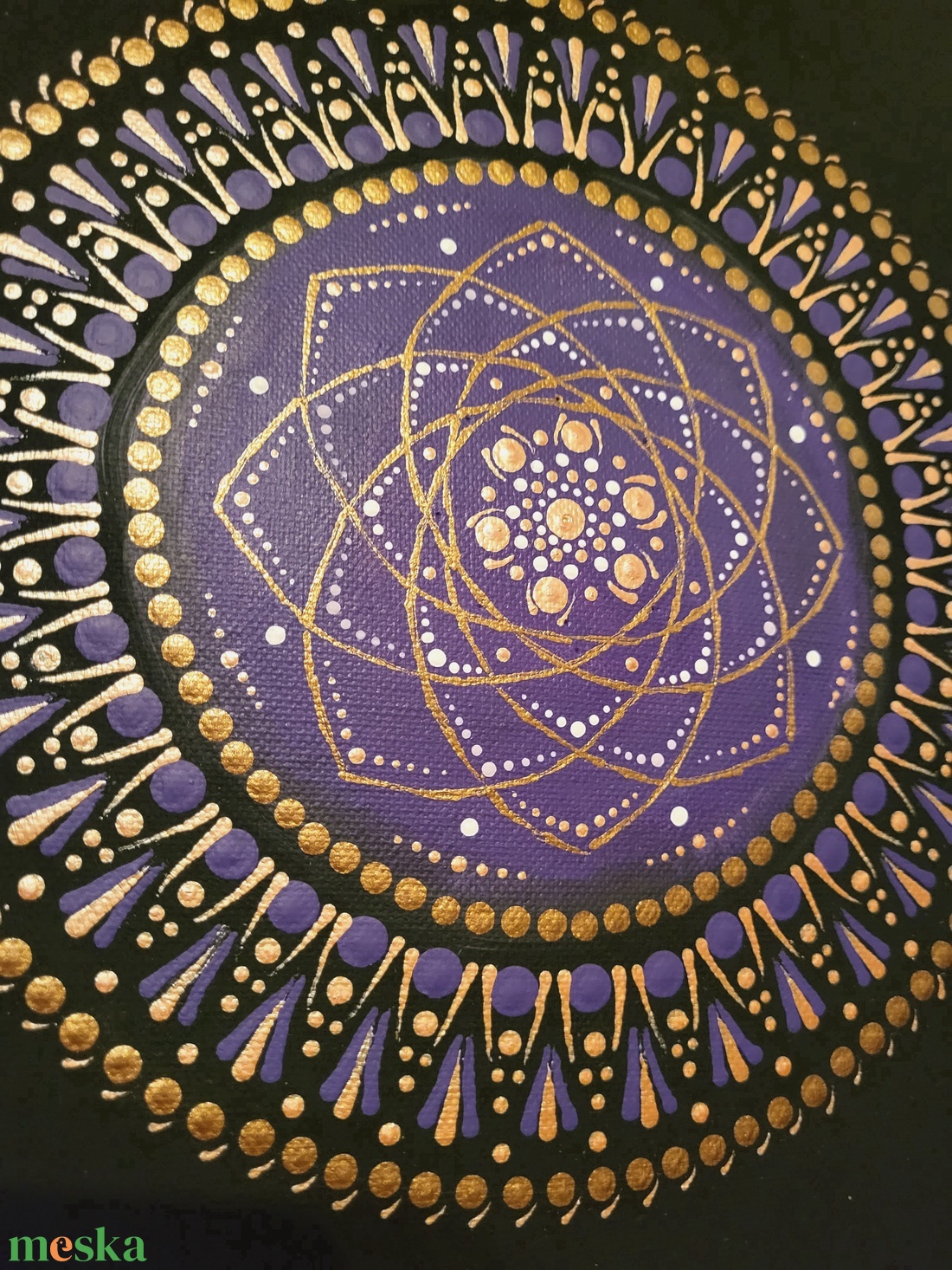 Fekete alapon lila, rózsaarany és réz színű mandala - otthon & életmód - dekoráció - spiritualitás - mandala - Meska.hu