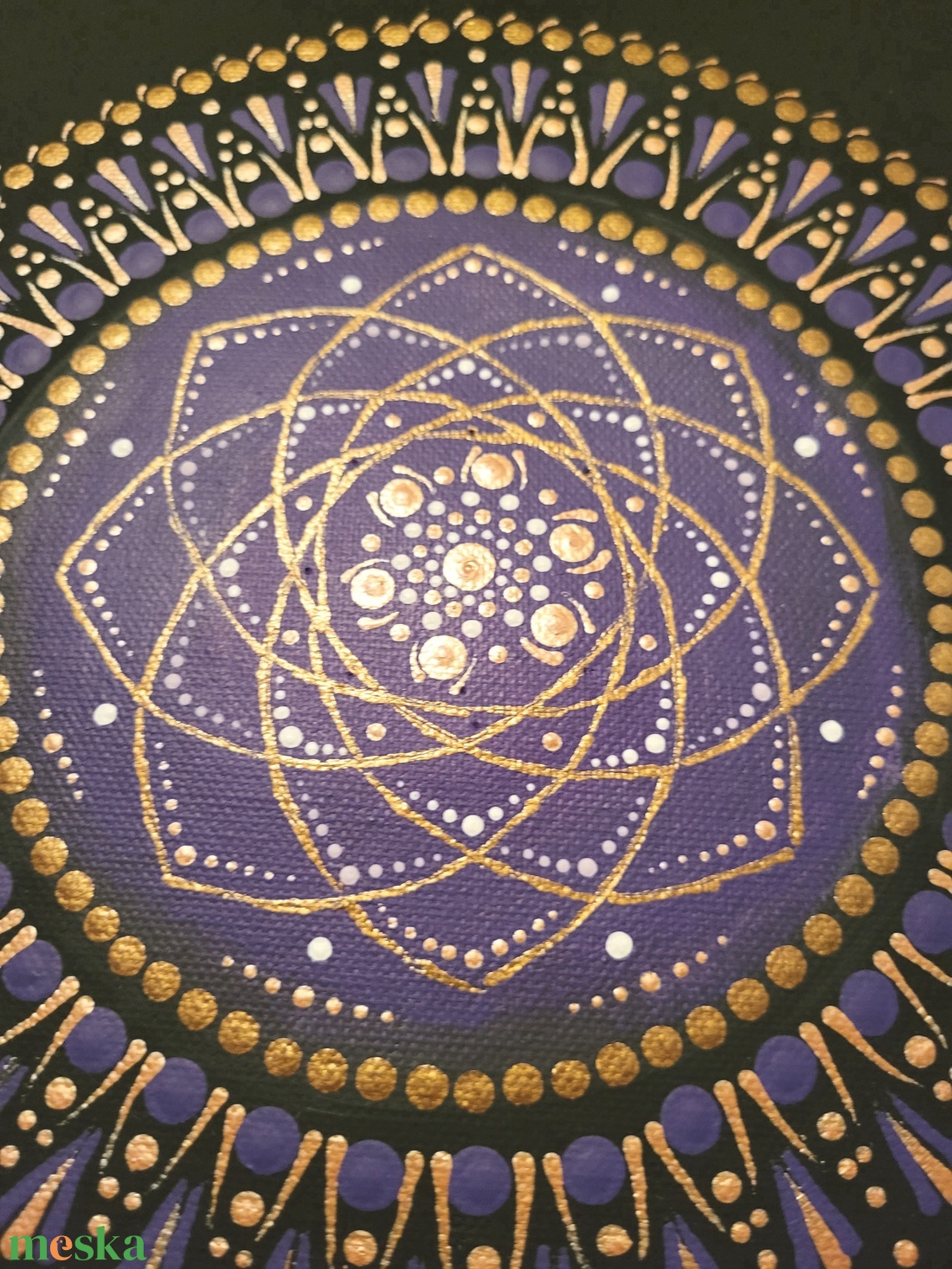 Fekete alapon lila, rózsaarany és réz színű mandala - otthon & életmód - dekoráció - spiritualitás - mandala - Meska.hu