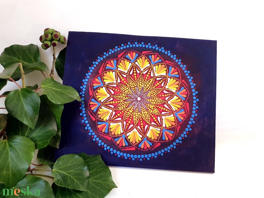 Sötétkék alapon piros, sárga és fehér mandala - otthon & életmód - dekoráció - spiritualitás - mandala - Meska.hu Sötétkék alapon piros, sárga és fehér mandala - otthon & életmód - dekoráció - spiritualitás - mandala - Meska.hu