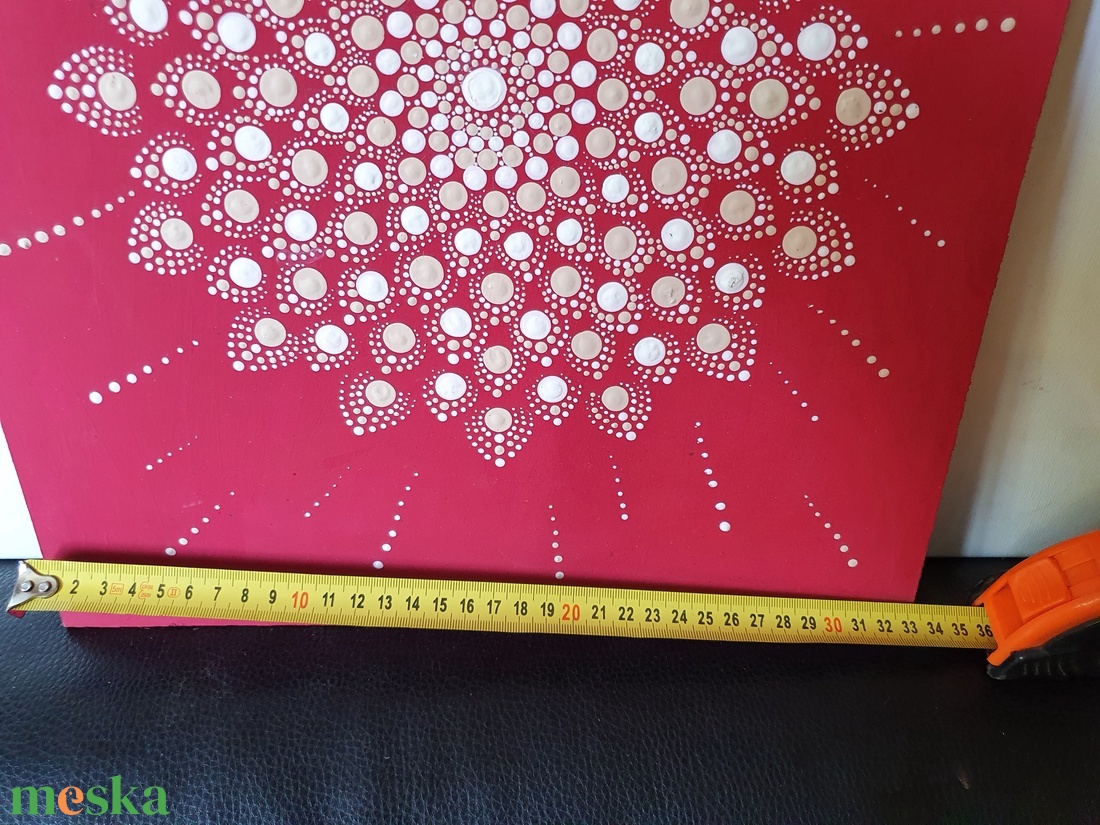 Sötét piros alapon fehér, beige mandala  - otthon & életmód - dekoráció - spiritualitás - mandala - Meska.hu