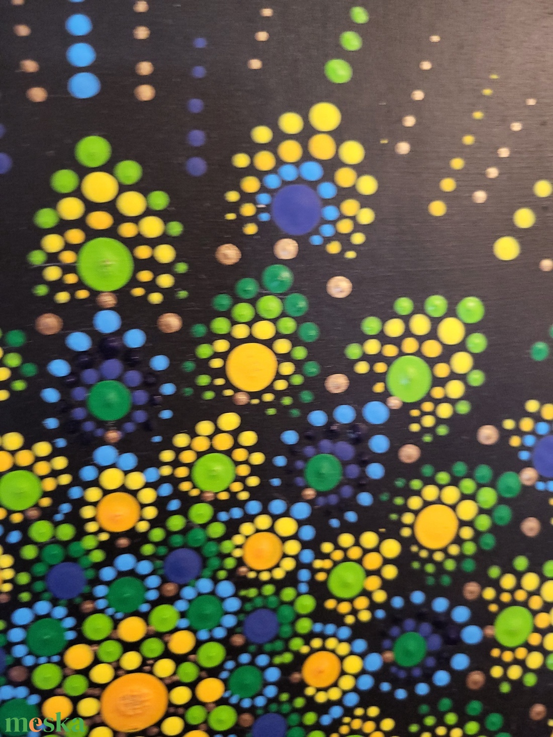 Fekete alapon zöld, kék, sárga mandala  - otthon & életmód - dekoráció - spiritualitás - mandala - Meska.hu