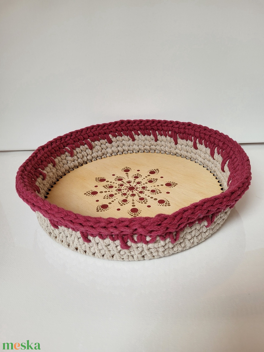 Bordó és beige horgolt kosár mandala díszítéssel, Húsvétra tojás- , csokigyűjtéshez - otthon & életmód - tárolás & rendszerezés - tárolókosár - Meska.hu Bordó és beige horgolt kosár mandala díszítéssel, Húsvétra tojás- , csokigyűjtéshez - otthon & életmód - tárolás & rendszerezés - tárolókosár - Meska.hu