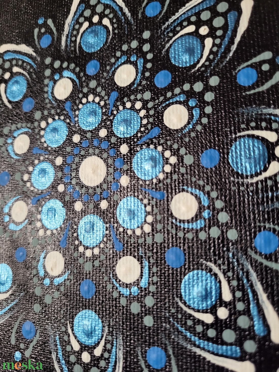 Kék alapon kék, szürke, fehér mandala - művészet - festmény - akril - Meska.hu Kék alapon kék, szürke, fehér mandala - művészet - festmény - akril - Meska.hu