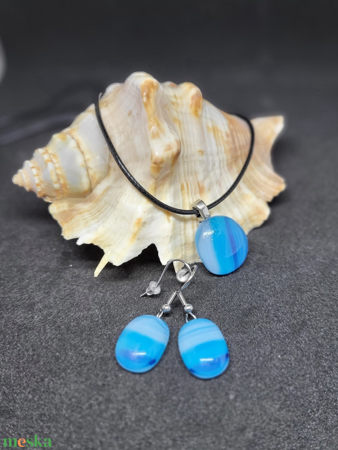 Kék mintás fusing üvegékszer szett - ékszer - ékszerszett - Meska.hu Kék mintás fusing üvegékszer szett - ékszer - ékszerszett - Meska.hu