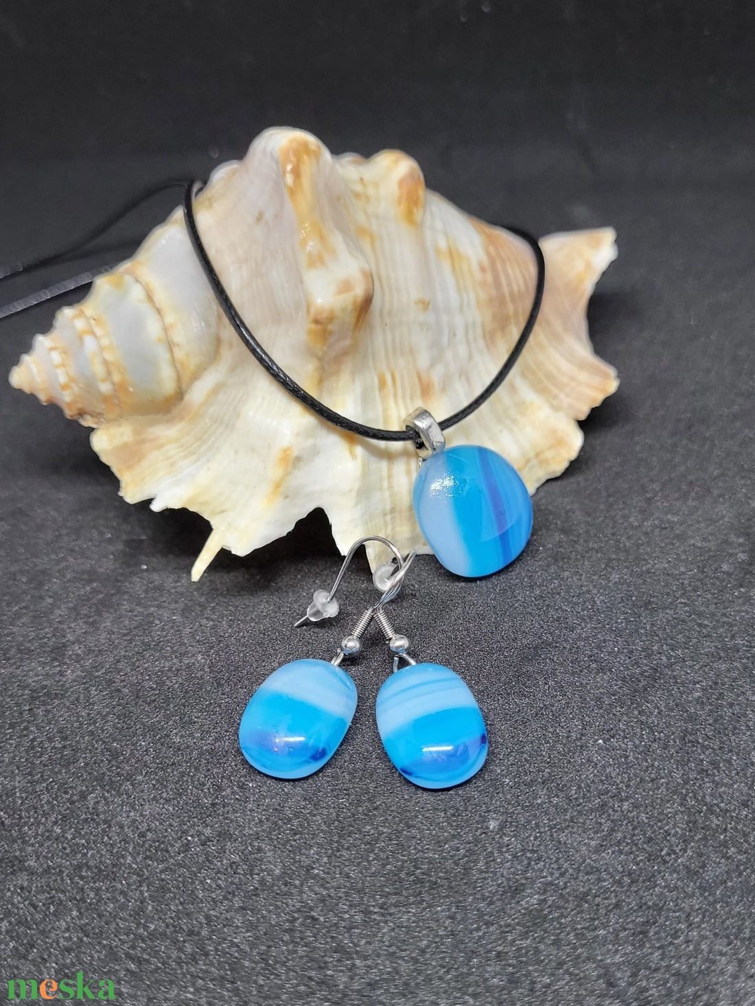 Kék mintás fusing üvegékszer szett - ékszer - ékszerszett - Meska.hu Kék mintás fusing üvegékszer szett - ékszer - ékszerszett - Meska.hu