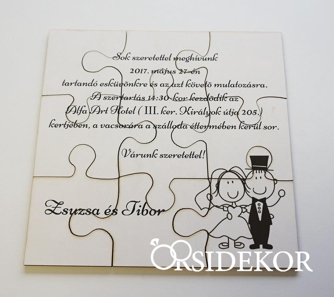 Puzzle meghívó organza zsákban - esküvő - meghívó & kártya - meghívó - Meska.hu