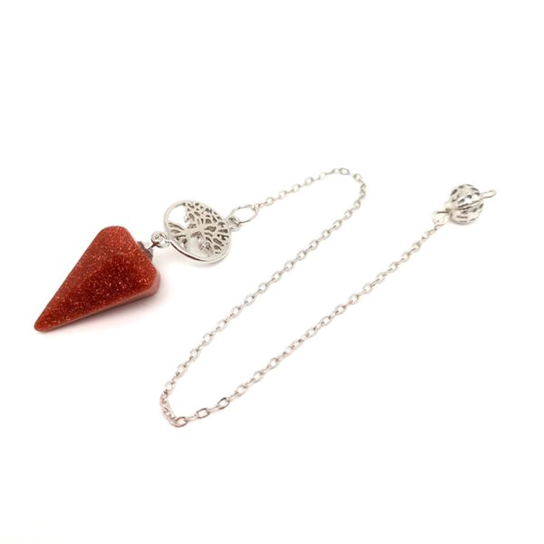 Inga hatlap életfa goldstone vörös 1,5x2,5cm - otthon & életmód - dekoráció - spiritualitás - inga - Meska.hu