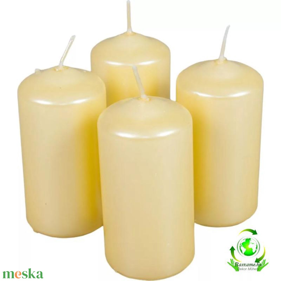Metál henger gyertya szett 50x100mm - krém - kellékek & szerszámok - dekorációs kellékek - dekorációs gyertya - Meska.hu