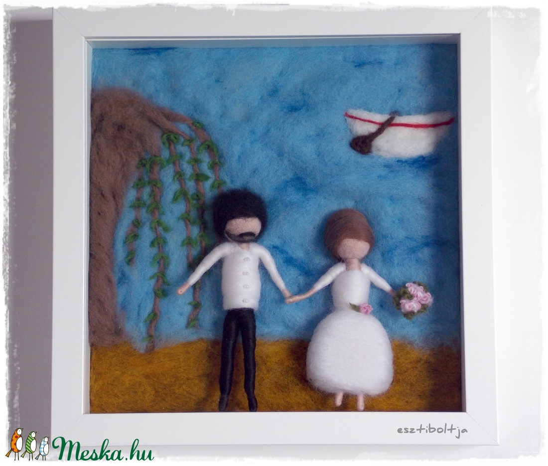 Nemezelt esküvői kép 3D-s keretben  - esküvő - emlék & ajándék - nászajándék - Meska.hu